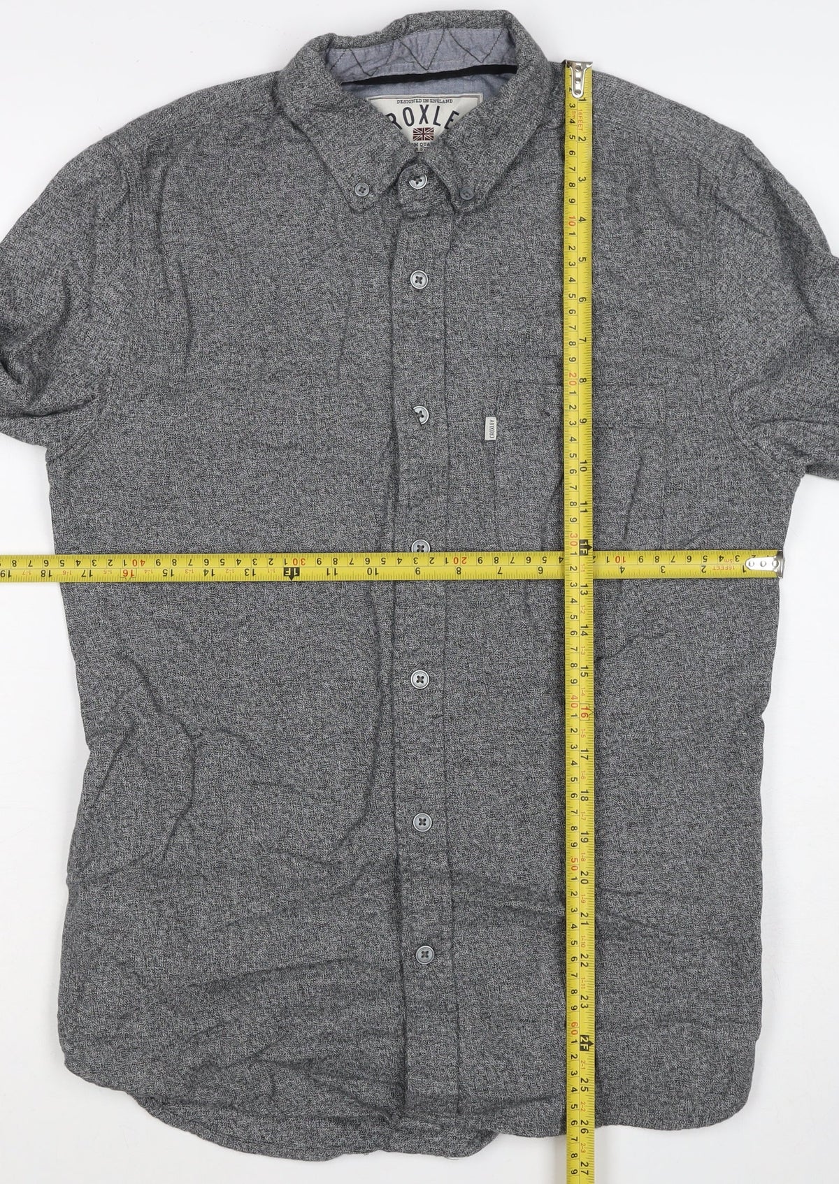 Croxley Men's Grey S Cotton Button-Down Long Sleeve Casual Shirt