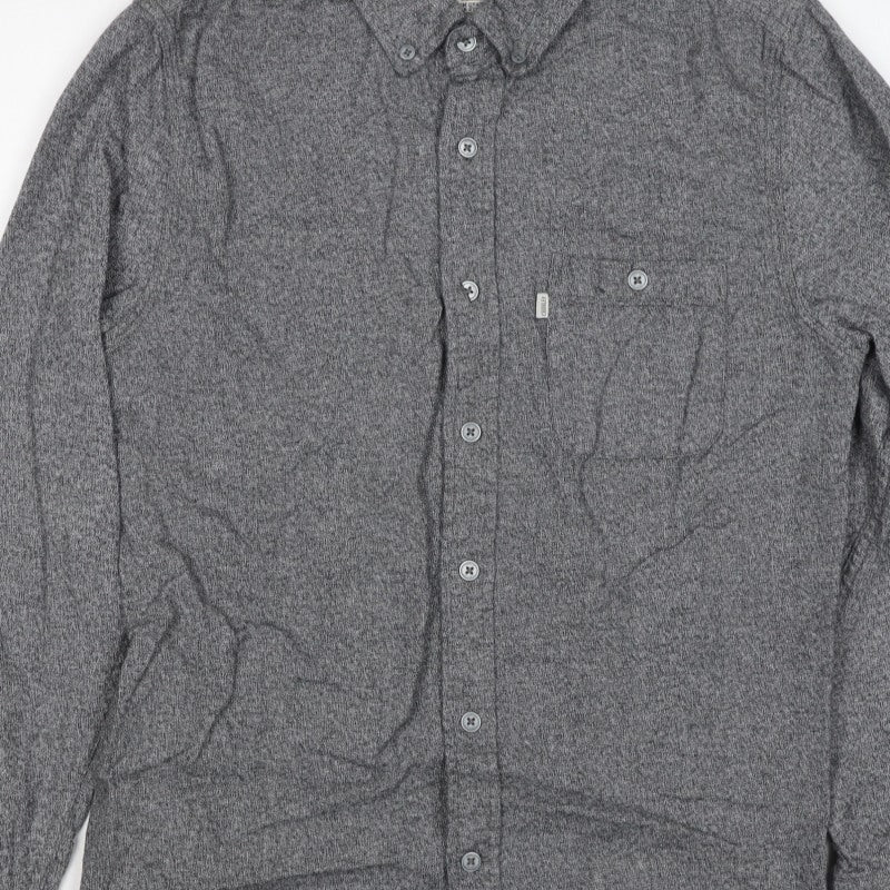 Croxley Men's Grey S Cotton Button-Down Long Sleeve Casual Shirt