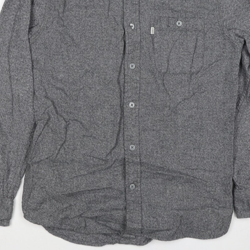 Croxley Men's Grey S Cotton Button-Down Long Sleeve Casual Shirt