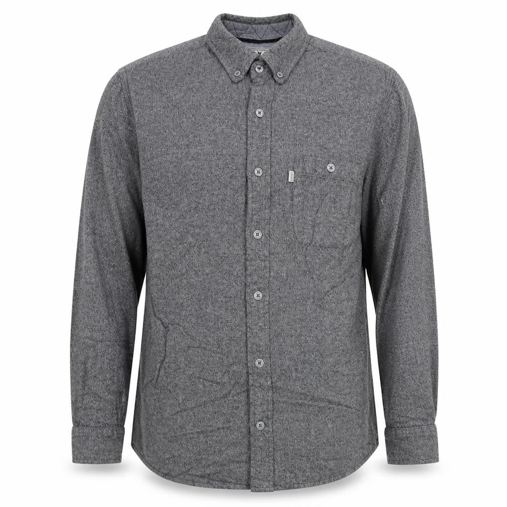 Croxley Men's Grey S Cotton Button-Down Long Sleeve Casual Shirt