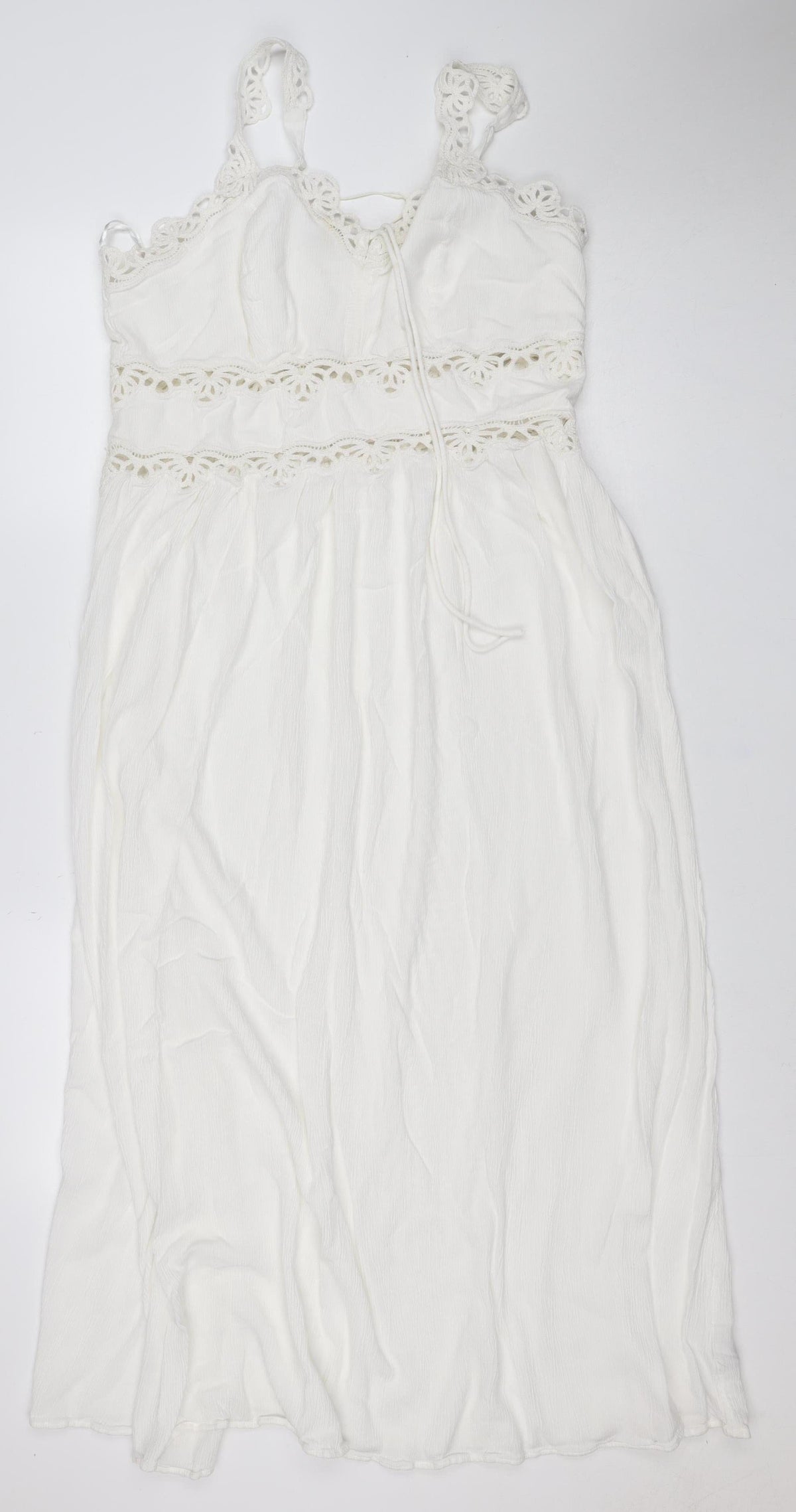 Marks and Spencer Women White UK 14 Maxi A-Line Lace Strap Dress