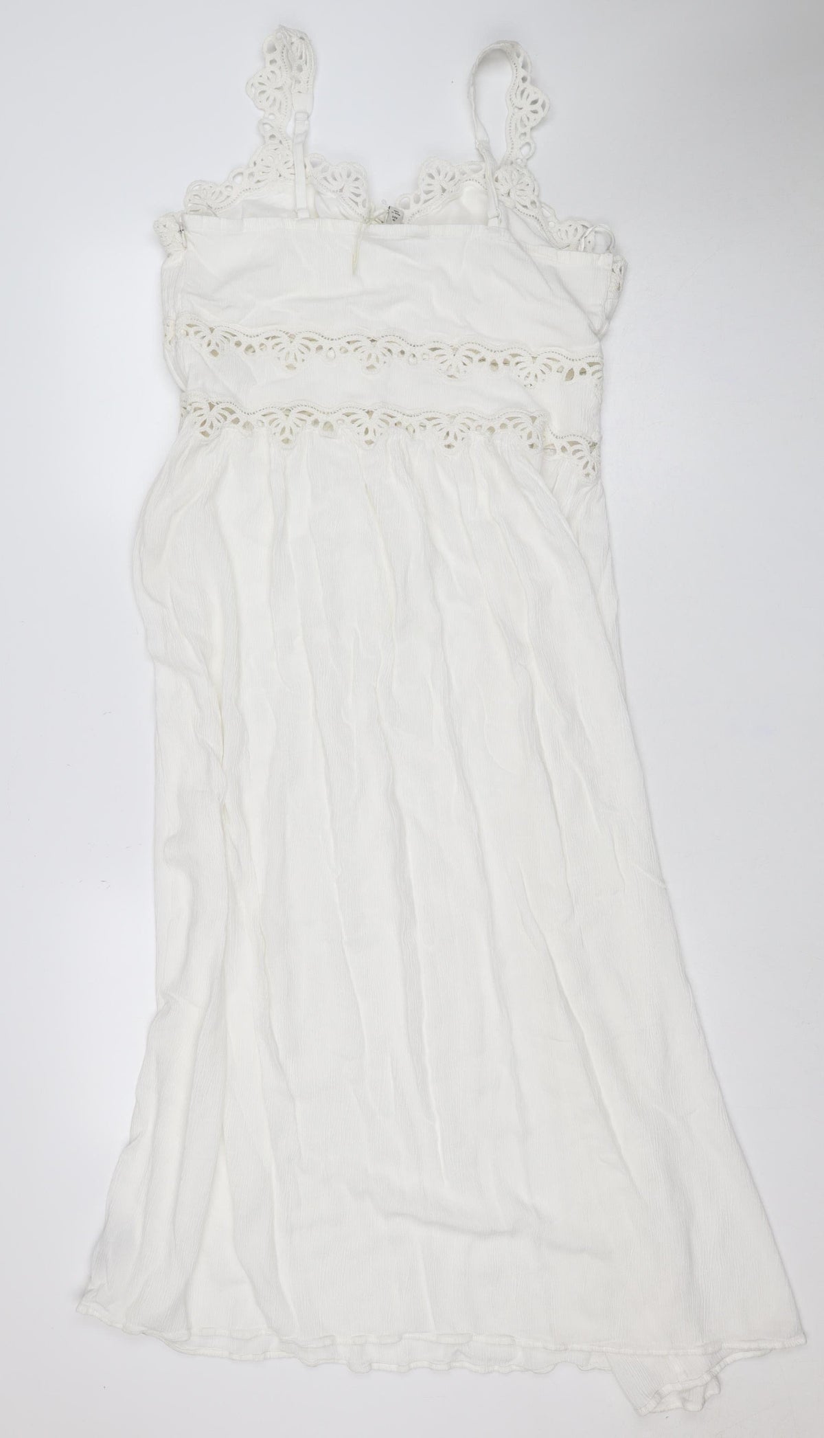 Marks and Spencer Women White UK 14 Maxi A-Line Lace Strap Dress