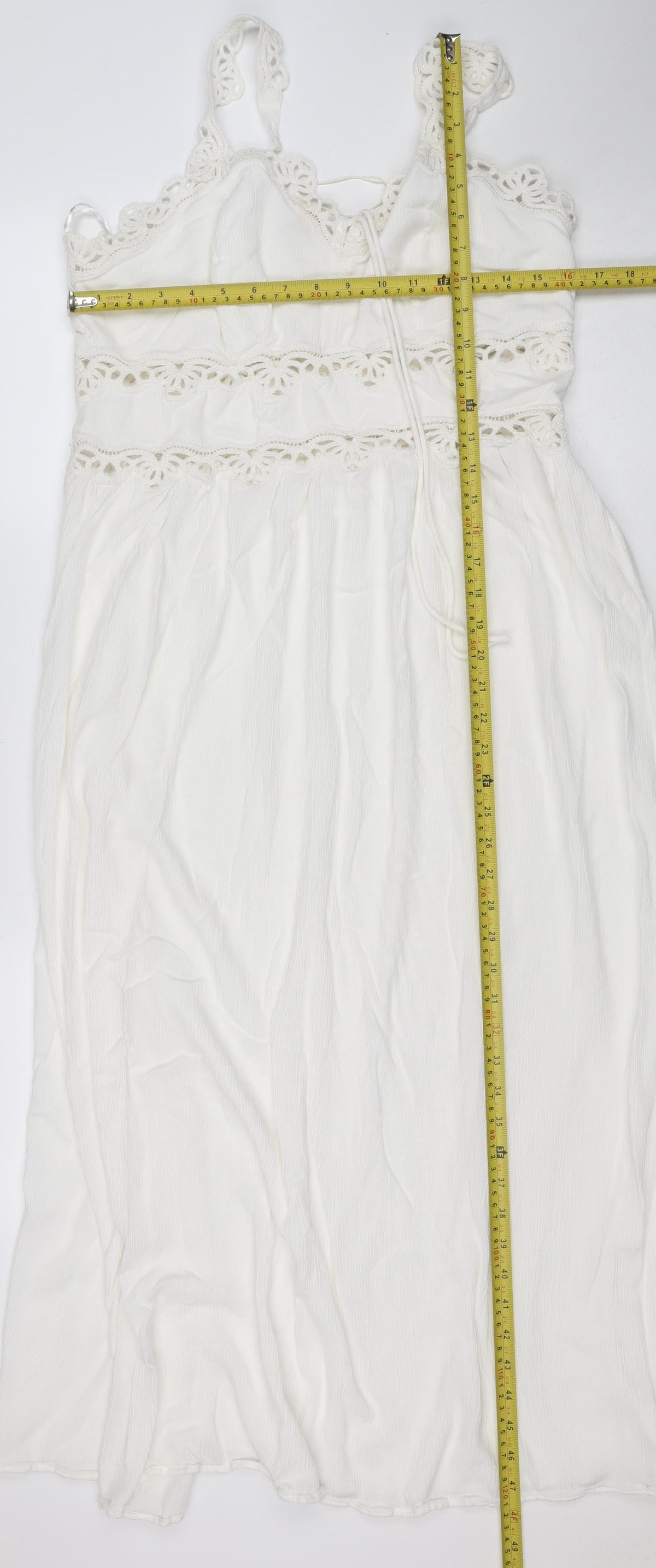 Marks and Spencer Women White UK 14 Maxi A-Line Lace Strap Dress
