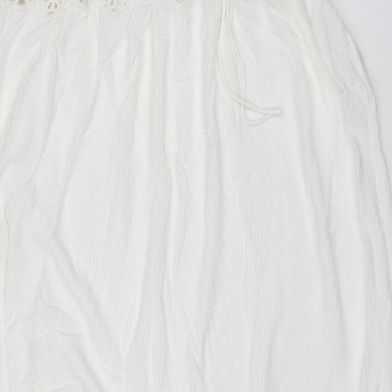 Marks and Spencer Women White UK 14 Maxi A-Line Lace Strap Dress