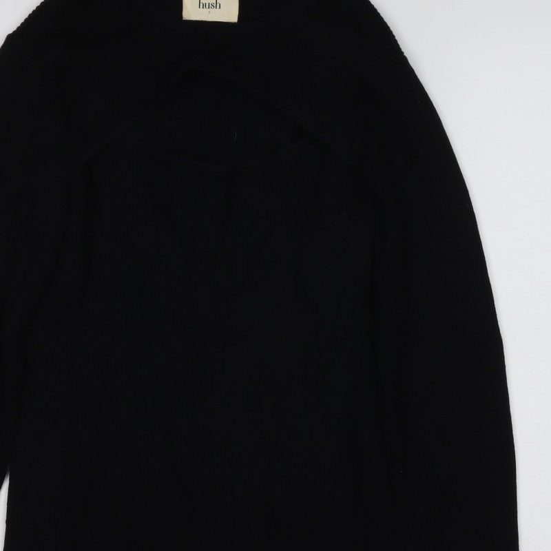 Hush Women’s Black Size S Ribbed Cotton Raglan Knit Jumper