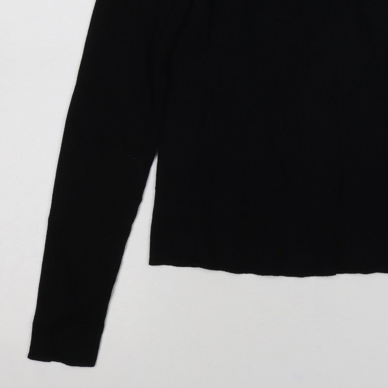 Hush Women’s Black Size S Ribbed Cotton Raglan Knit Jumper