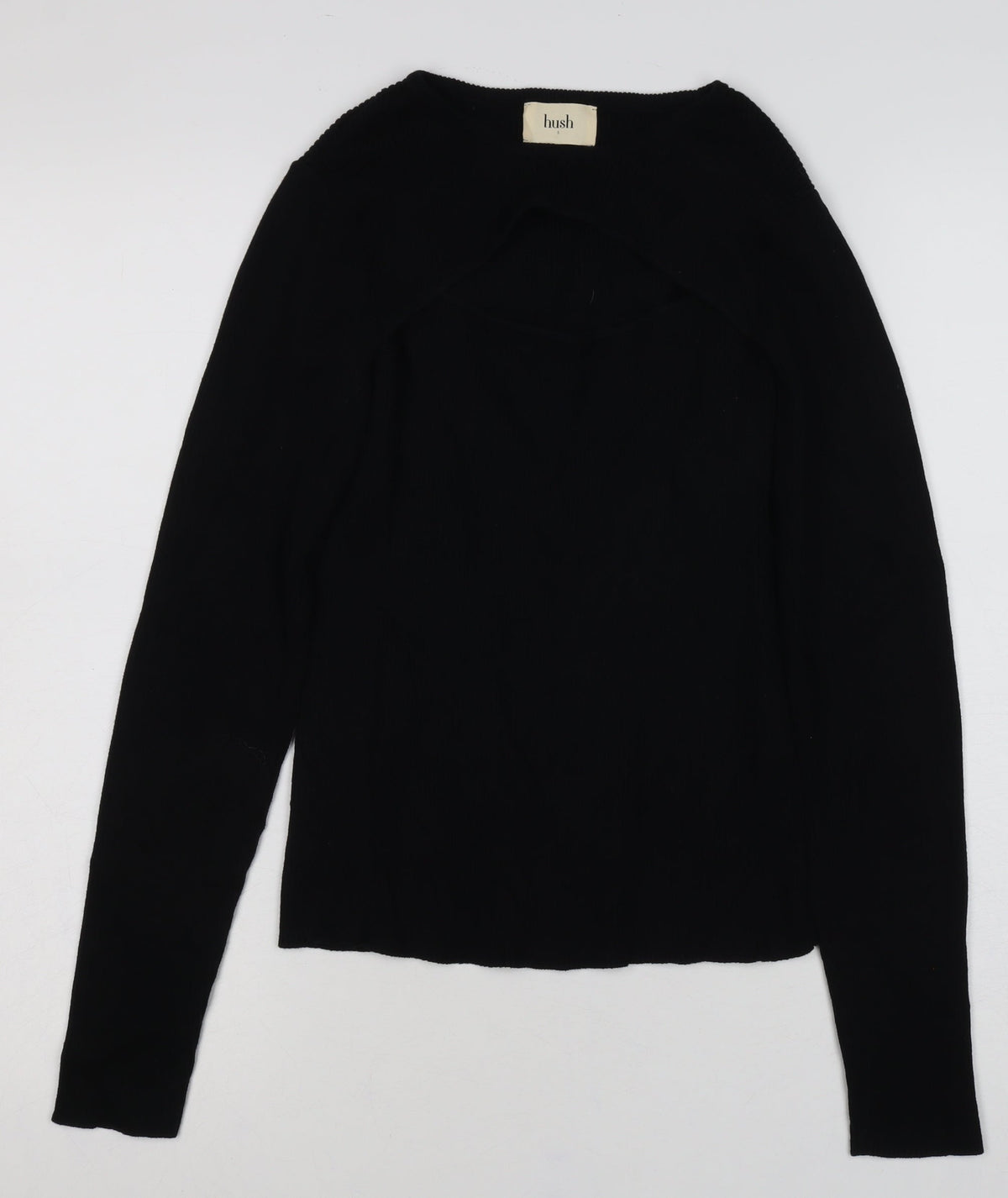Hush Women’s Black Size S Ribbed Cotton Raglan Knit Jumper