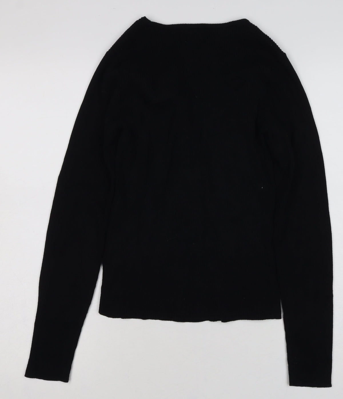 Hush Women’s Black Size S Ribbed Cotton Raglan Knit Jumper
