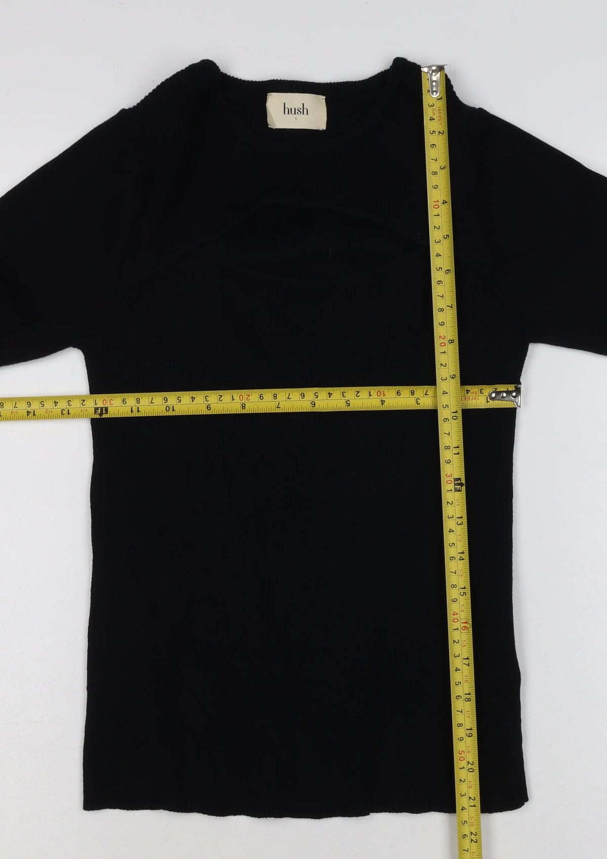 Hush Women’s Black Size S Ribbed Cotton Raglan Knit Jumper