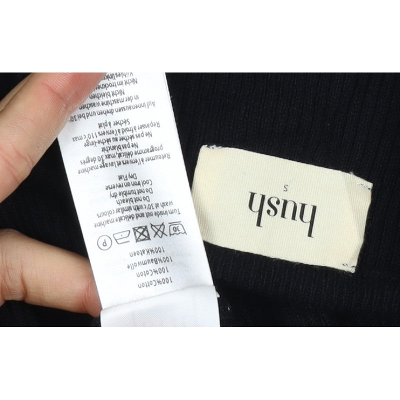 Hush Women’s Black Size S Ribbed Cotton Raglan Knit Jumper