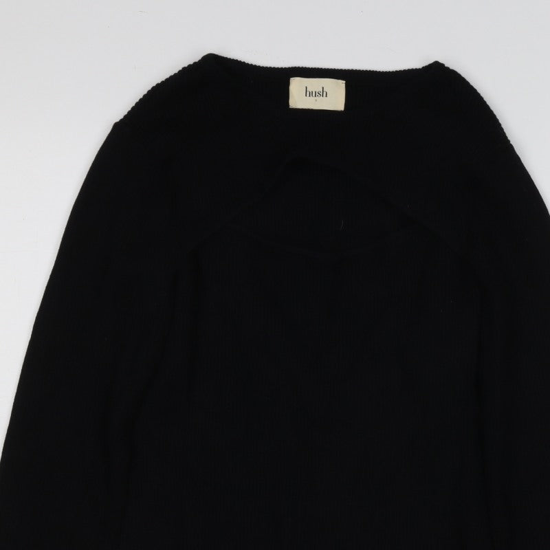 Hush Women’s Black Size S Ribbed Cotton Raglan Knit Jumper