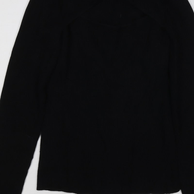 Hush Women’s Black Size S Ribbed Cotton Raglan Knit Jumper