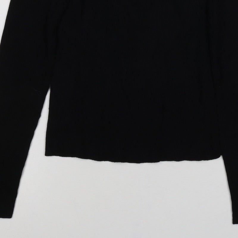 Hush Women’s Black Size S Ribbed Cotton Raglan Knit Jumper