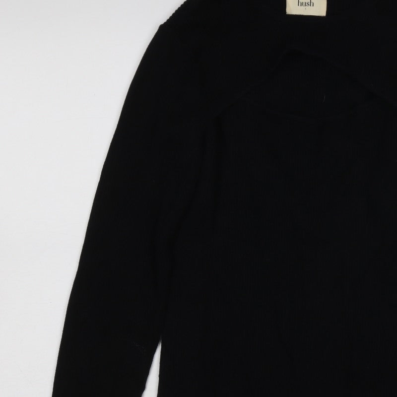Hush Women’s Black Size S Ribbed Cotton Raglan Knit Jumper