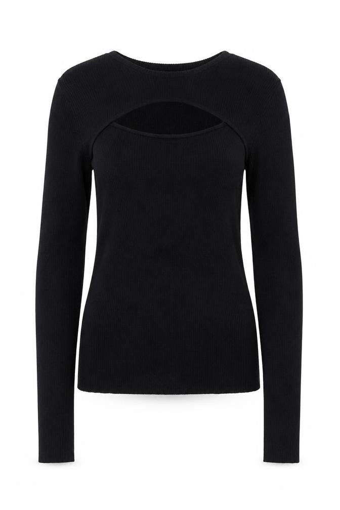 Hush Women’s Black Size S Ribbed Cotton Raglan Knit Jumper