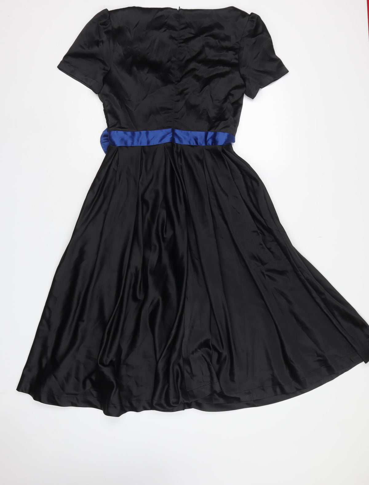 Lindy Bop Women Black Blue Size 10 Fit & Flare Satin Long Dress