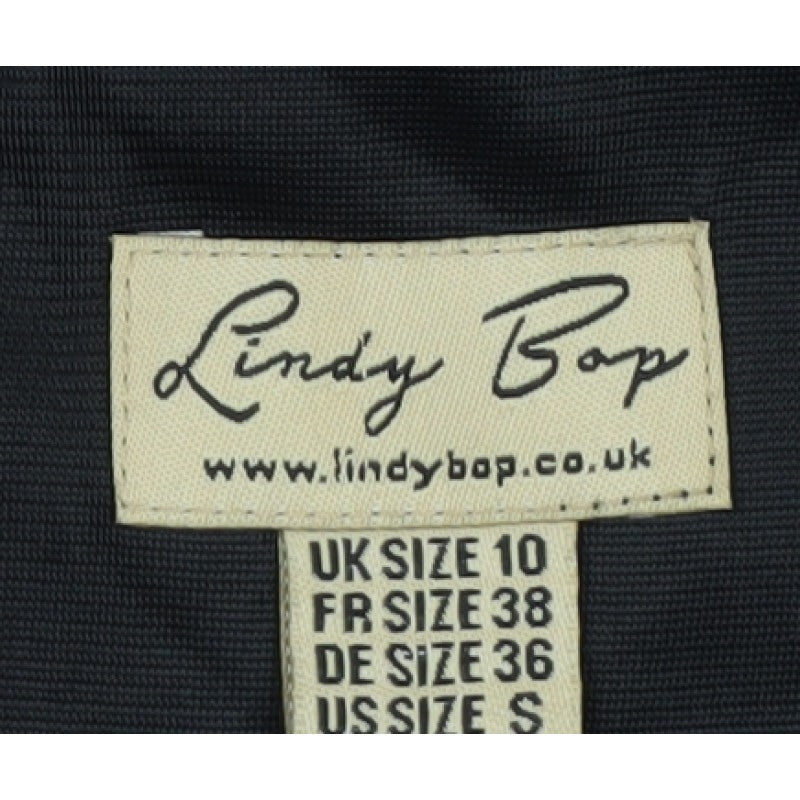 Lindy Bop Women Black Blue Size 10 Fit & Flare Satin Long Dress