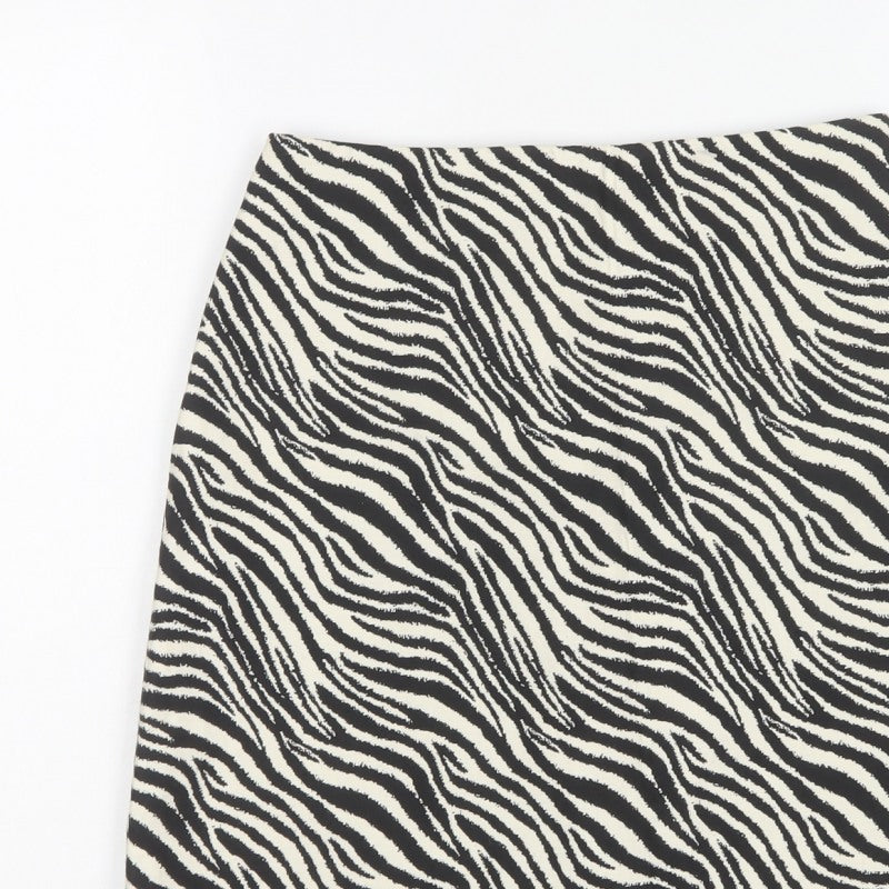 Warehouse Women Black White UK 8 Zebra Print Pencil Mini Skirt
