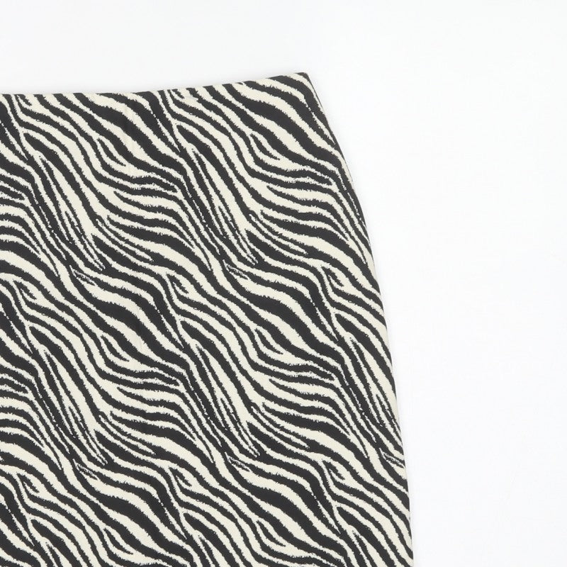 Warehouse Women Black White UK 8 Zebra Print Pencil Mini Skirt