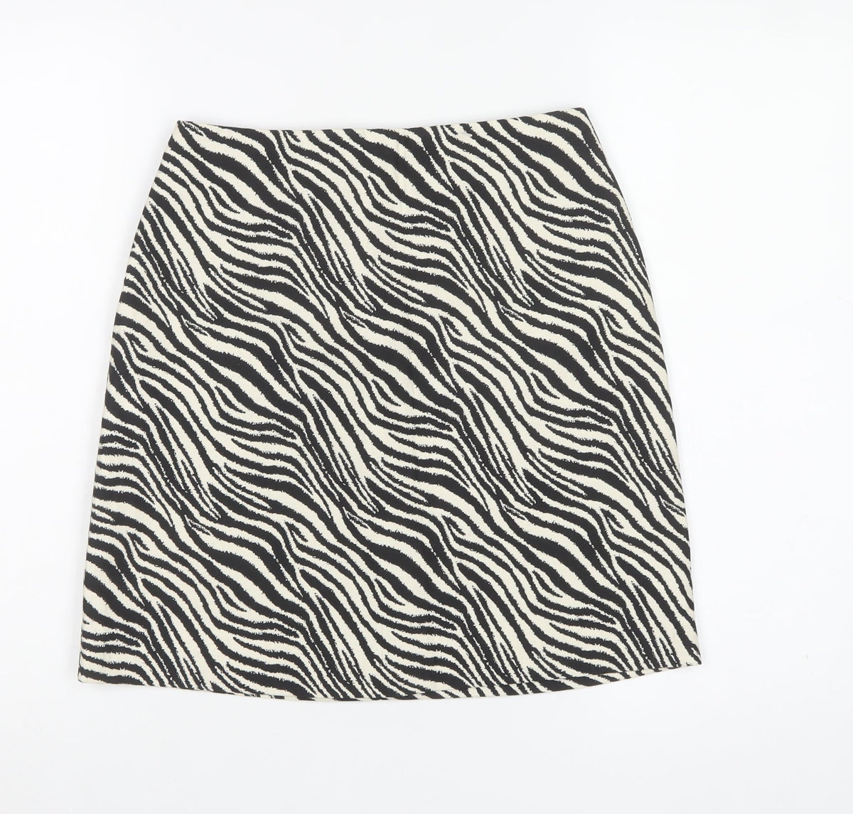 Warehouse Women Black White UK 8 Zebra Print Pencil Mini Skirt