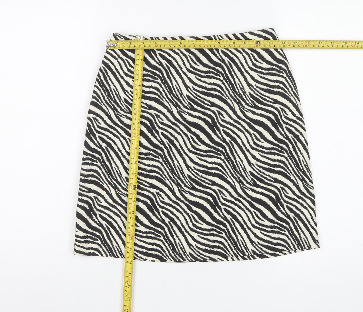 Warehouse Women Black White UK 8 Zebra Print Pencil Mini Skirt