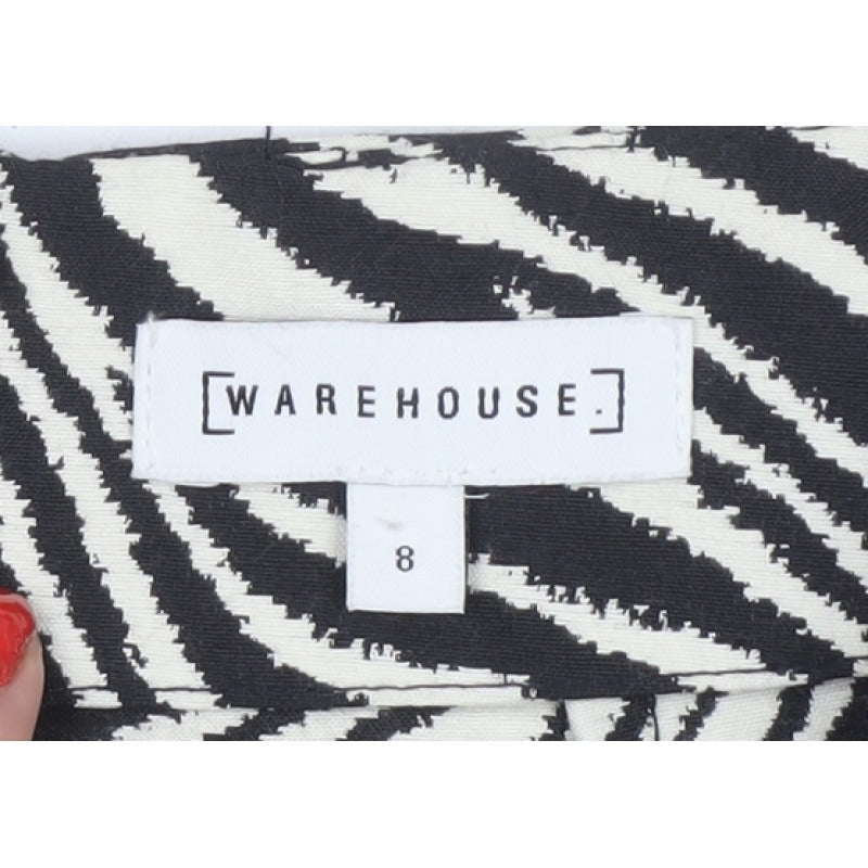 Warehouse Women Black White UK 8 Zebra Print Pencil Mini Skirt