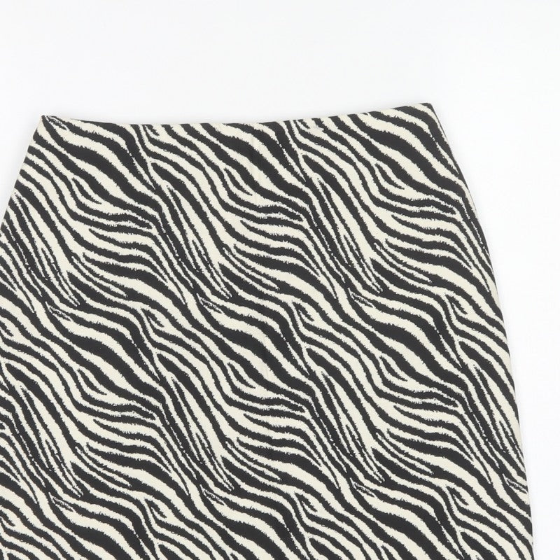 Warehouse Women Black White UK 8 Zebra Print Pencil Mini Skirt