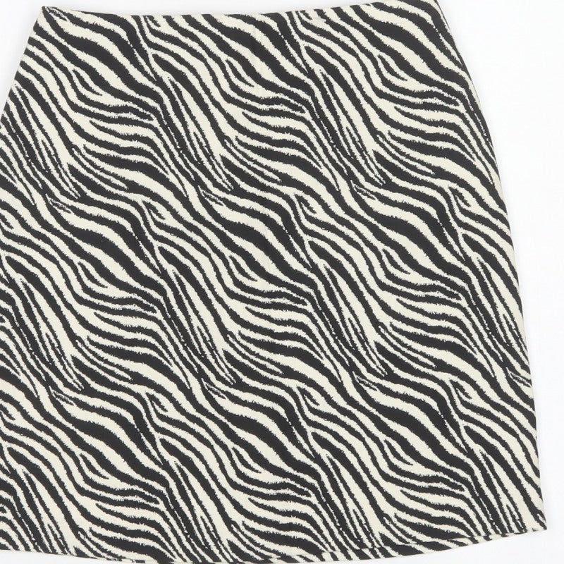 Warehouse Women Black White UK 8 Zebra Print Pencil Mini Skirt