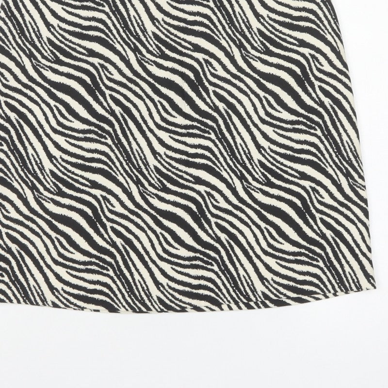 Warehouse Women Black White UK 8 Zebra Print Pencil Mini Skirt