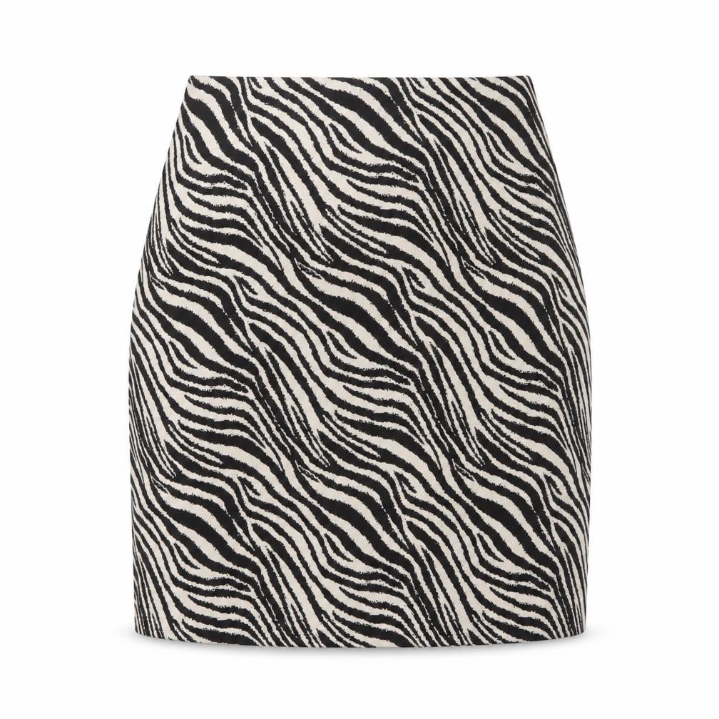 Warehouse Women Black White UK 8 Zebra Print Pencil Mini Skirt