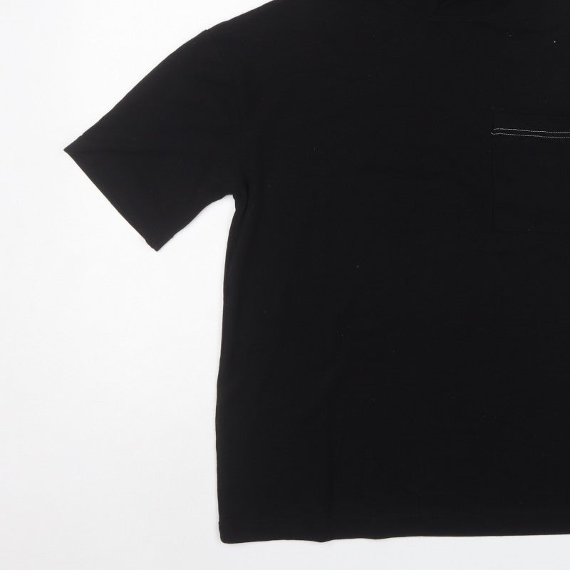 TZ Men’s Black XS Short Sleeve Pullover Hoodie Cotton Pocket