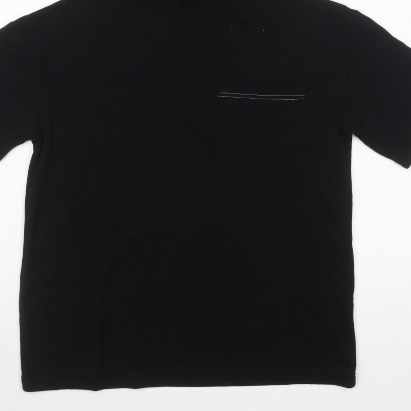 TZ Men’s Black XS Short Sleeve Pullover Hoodie Cotton Pocket