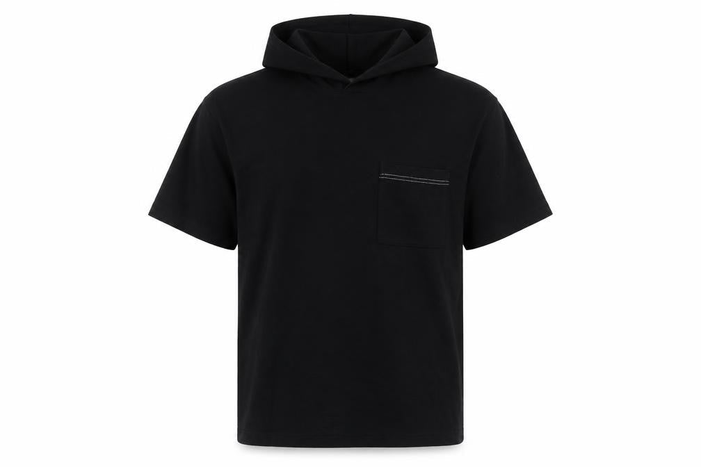 TZ Men’s Black XS Short Sleeve Pullover Hoodie Cotton Pocket