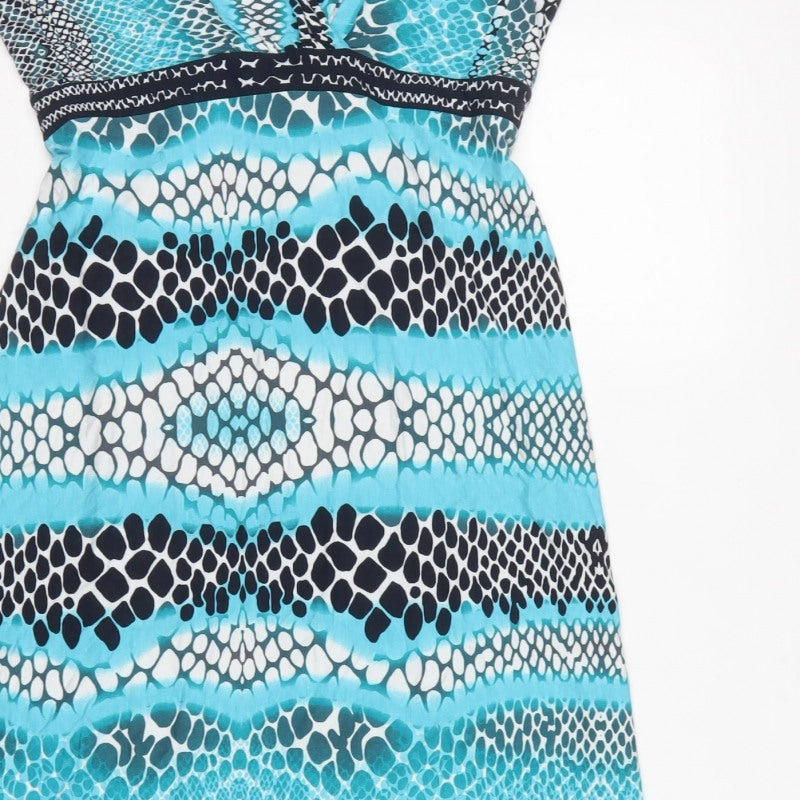 Per Una Women Multicoloured UK 12 Maxi Dress V-Neck Belted