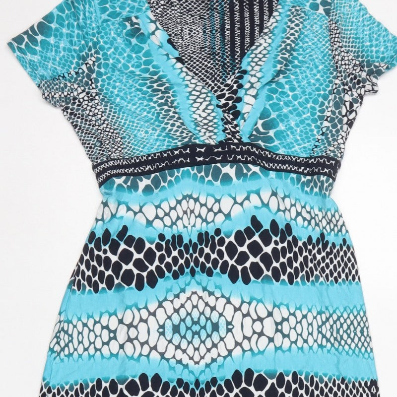 Per Una Women Multicoloured UK 12 Maxi Dress V-Neck Belted
