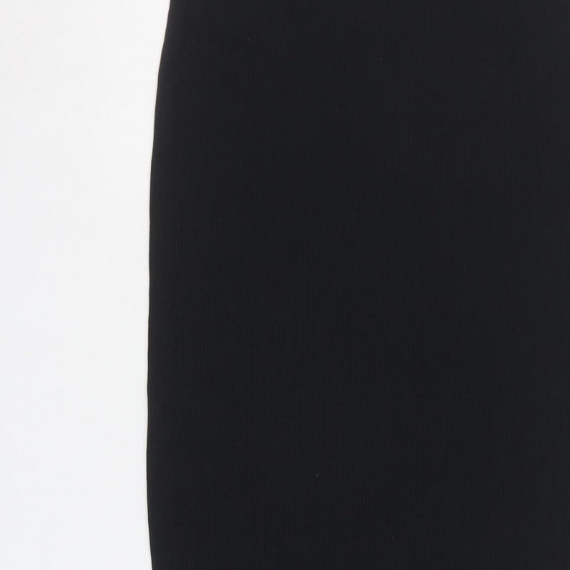 Marks and Spencer Women Black Size 10 Ribbed Knit Pencil Maxi Skirt