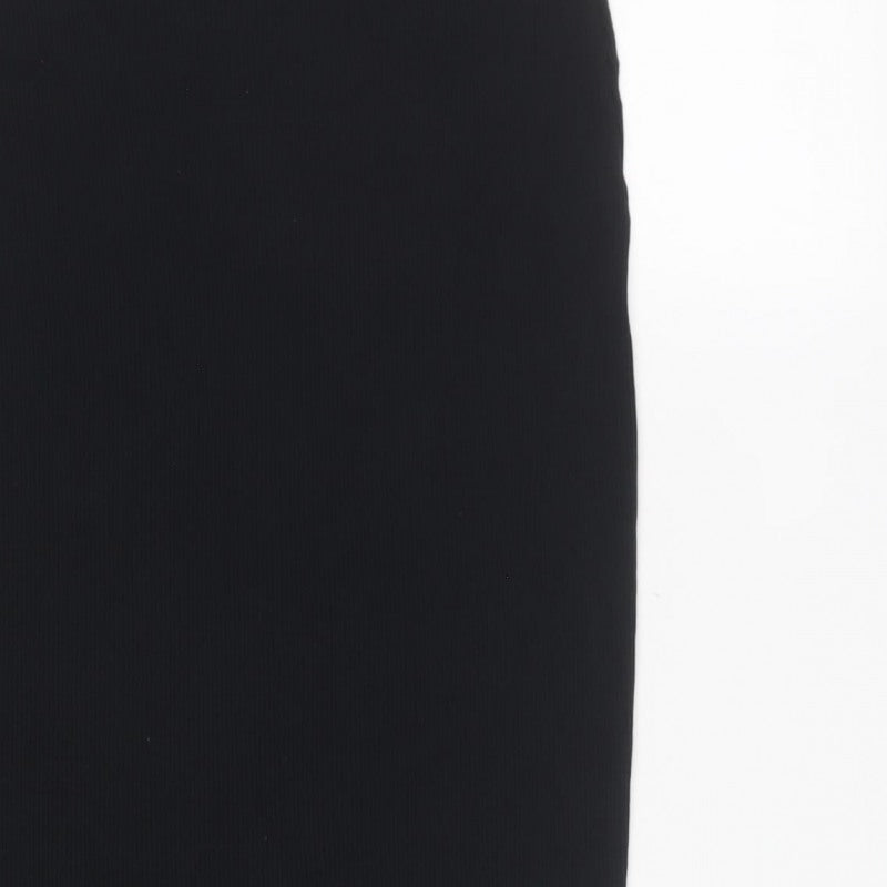 Marks and Spencer Women Black Size 10 Ribbed Knit Pencil Maxi Skirt