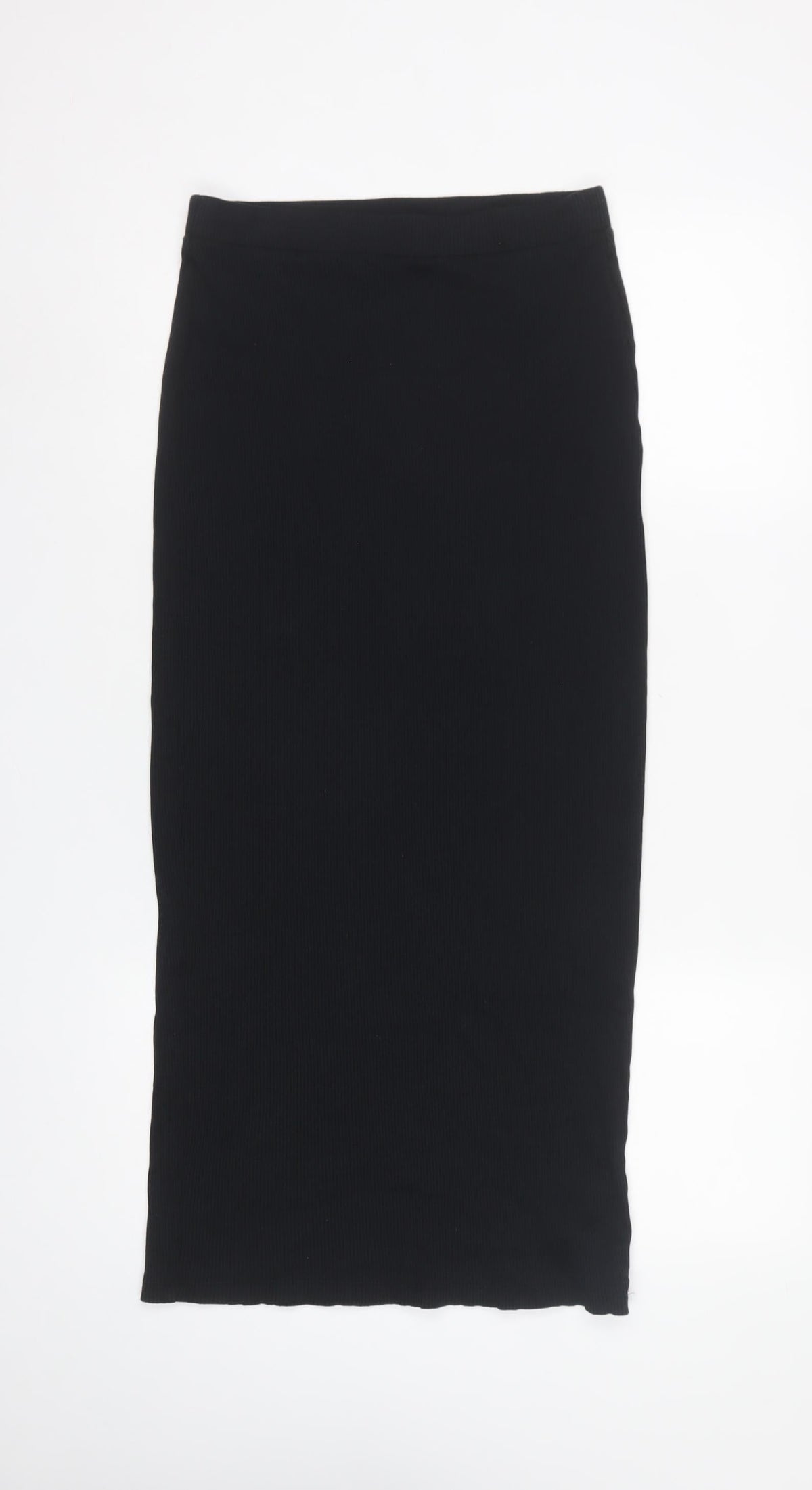 Marks and Spencer Women Black Size 10 Ribbed Knit Pencil Maxi Skirt