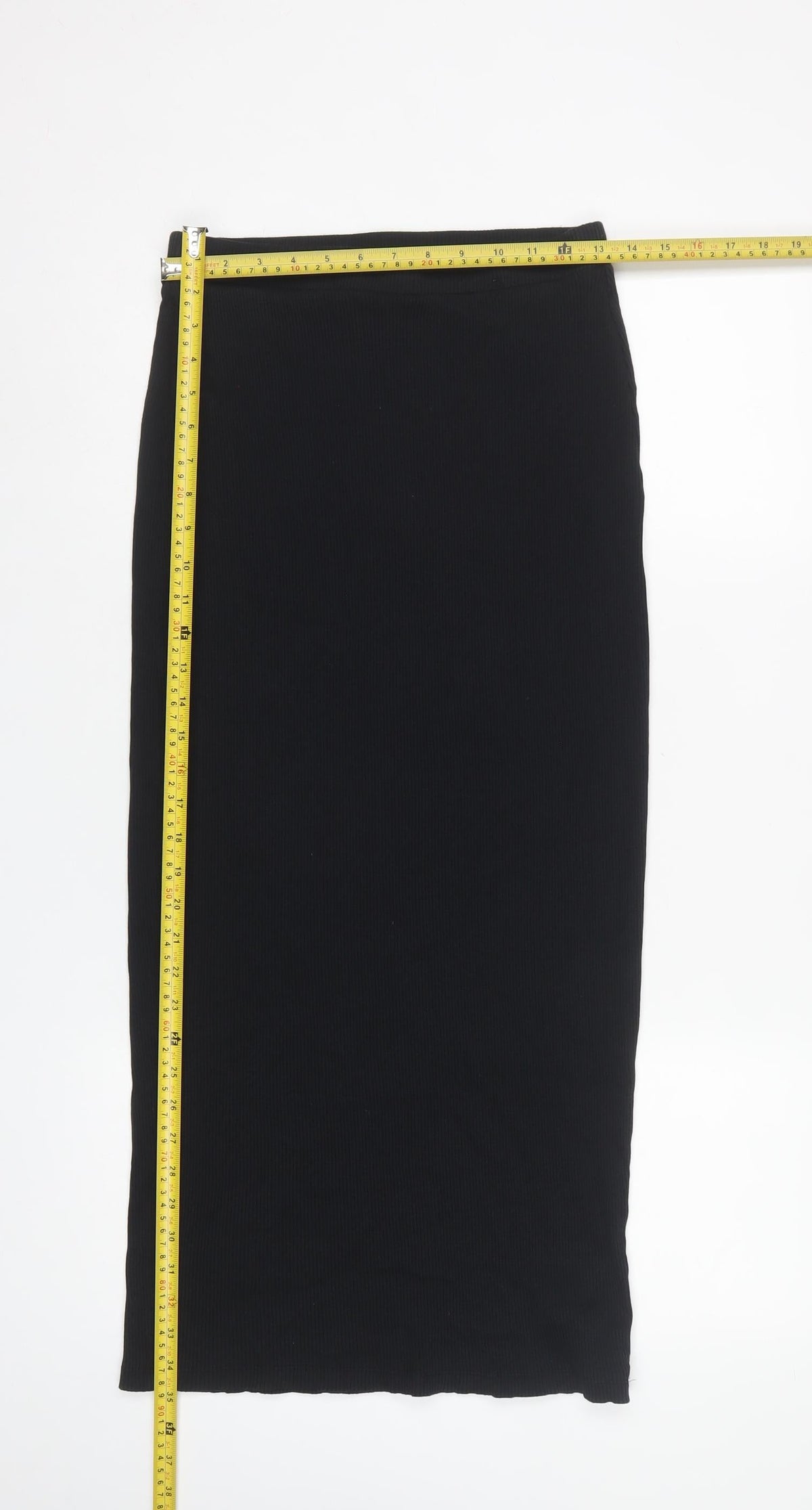 Marks and Spencer Women Black Size 10 Ribbed Knit Pencil Maxi Skirt