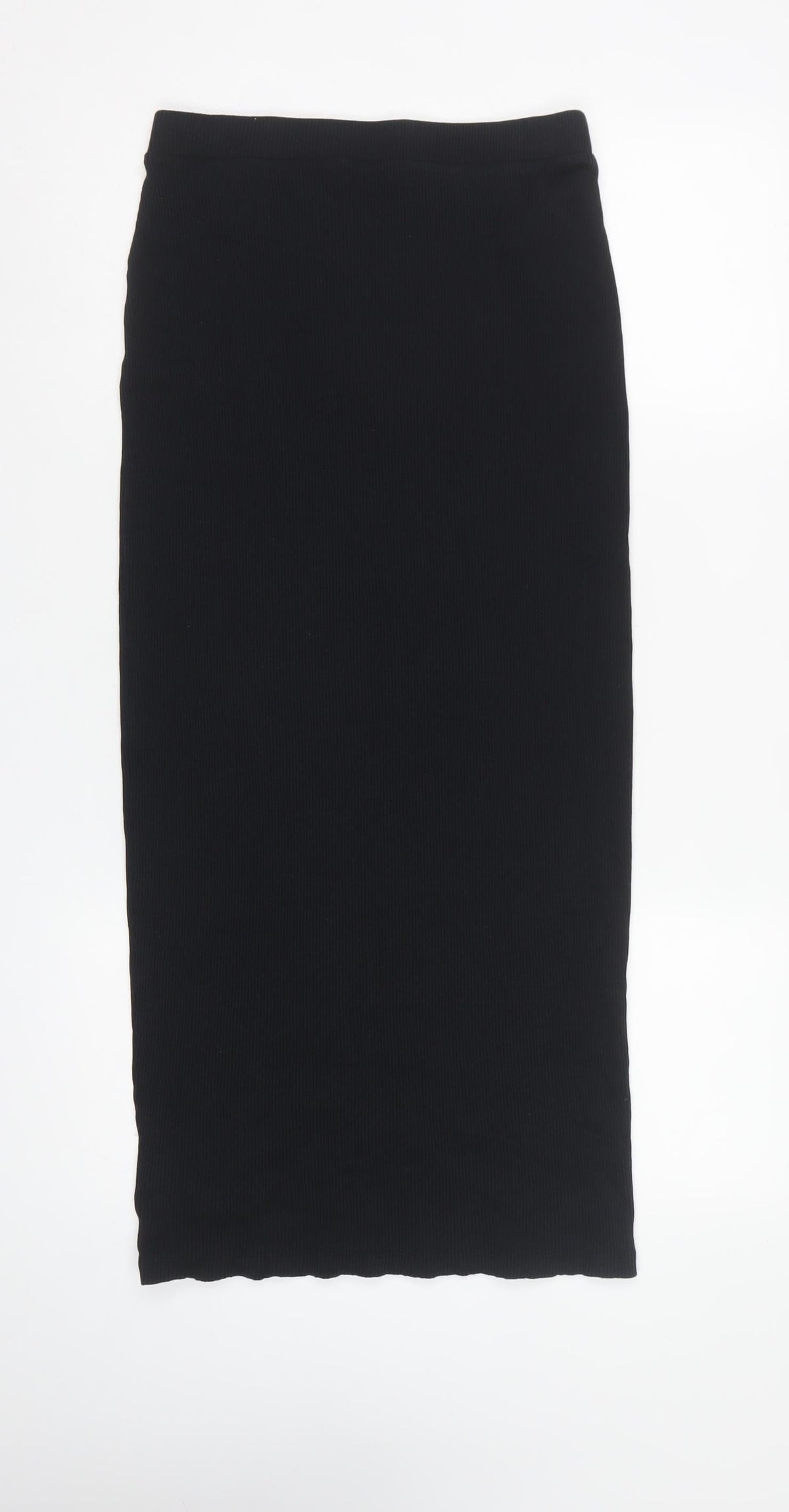 Marks and Spencer Women Black Size 10 Ribbed Knit Pencil Maxi Skirt