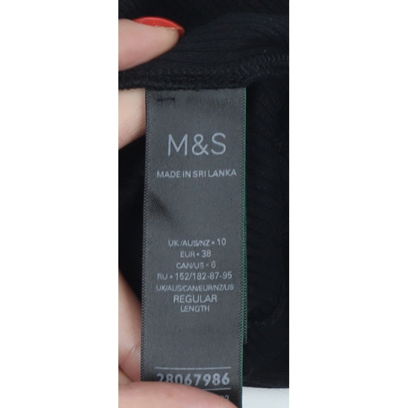 Marks and Spencer Women Black Size 10 Ribbed Knit Pencil Maxi Skirt
