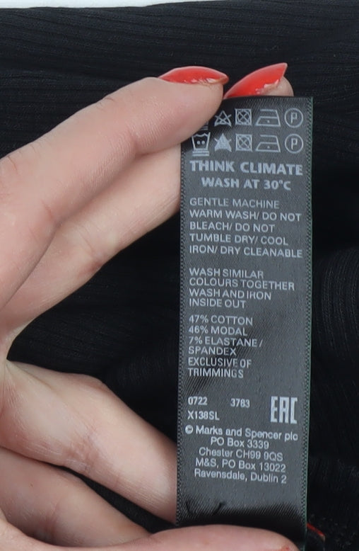 Marks and Spencer Women Black Size 10 Ribbed Knit Pencil Maxi Skirt