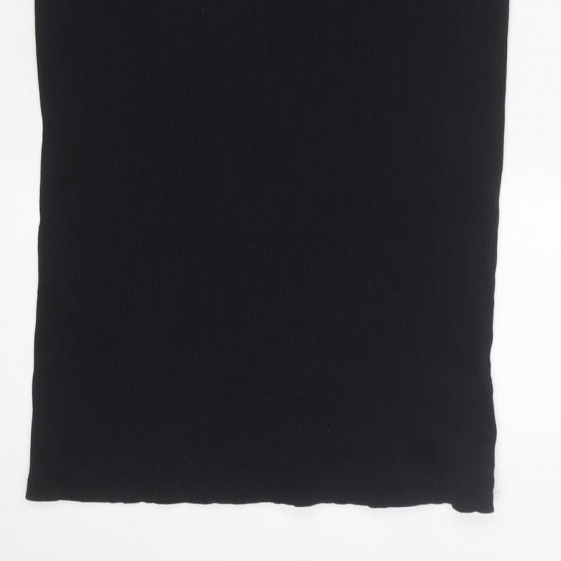 Marks and Spencer Women Black Size 10 Ribbed Knit Pencil Maxi Skirt