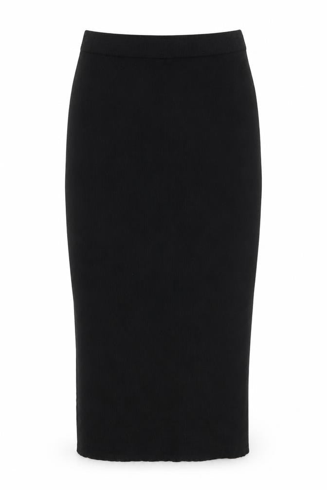 Marks and Spencer Women Black Size 10 Ribbed Knit Pencil Maxi Skirt