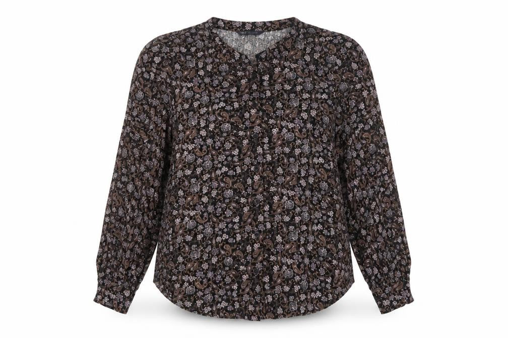 Marks and Spencer Women Black UK 16 Paisley Button-Up Blouse