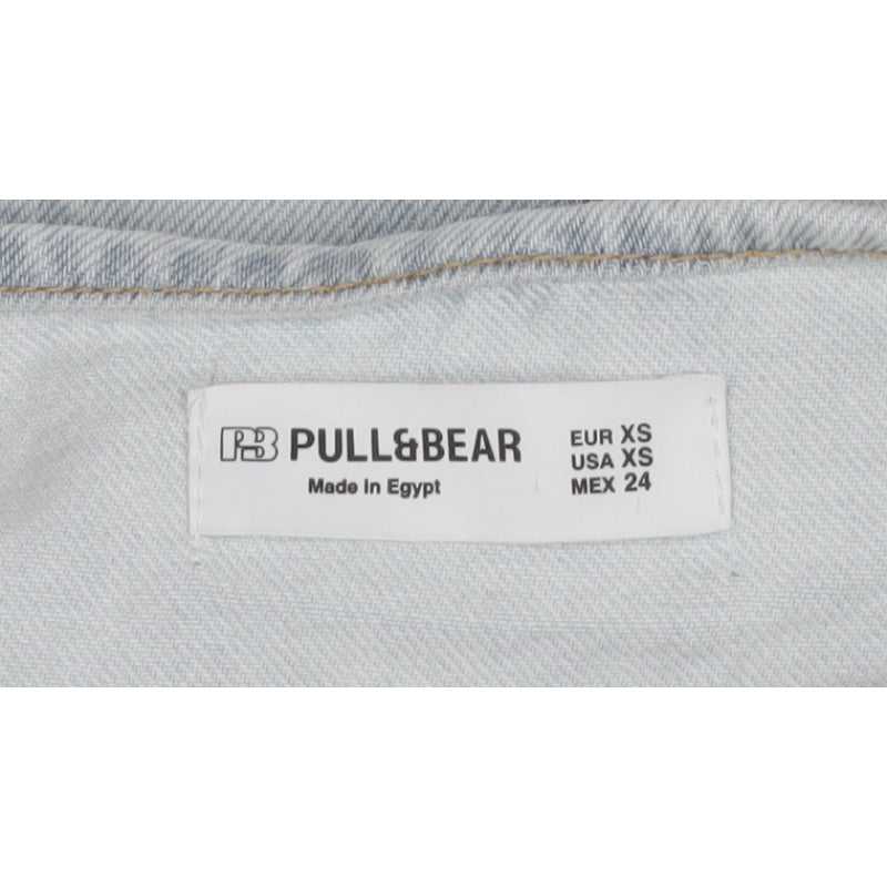 Pull&Bear Women Blue XS Denim Halter Wrap Tie Tank Top
