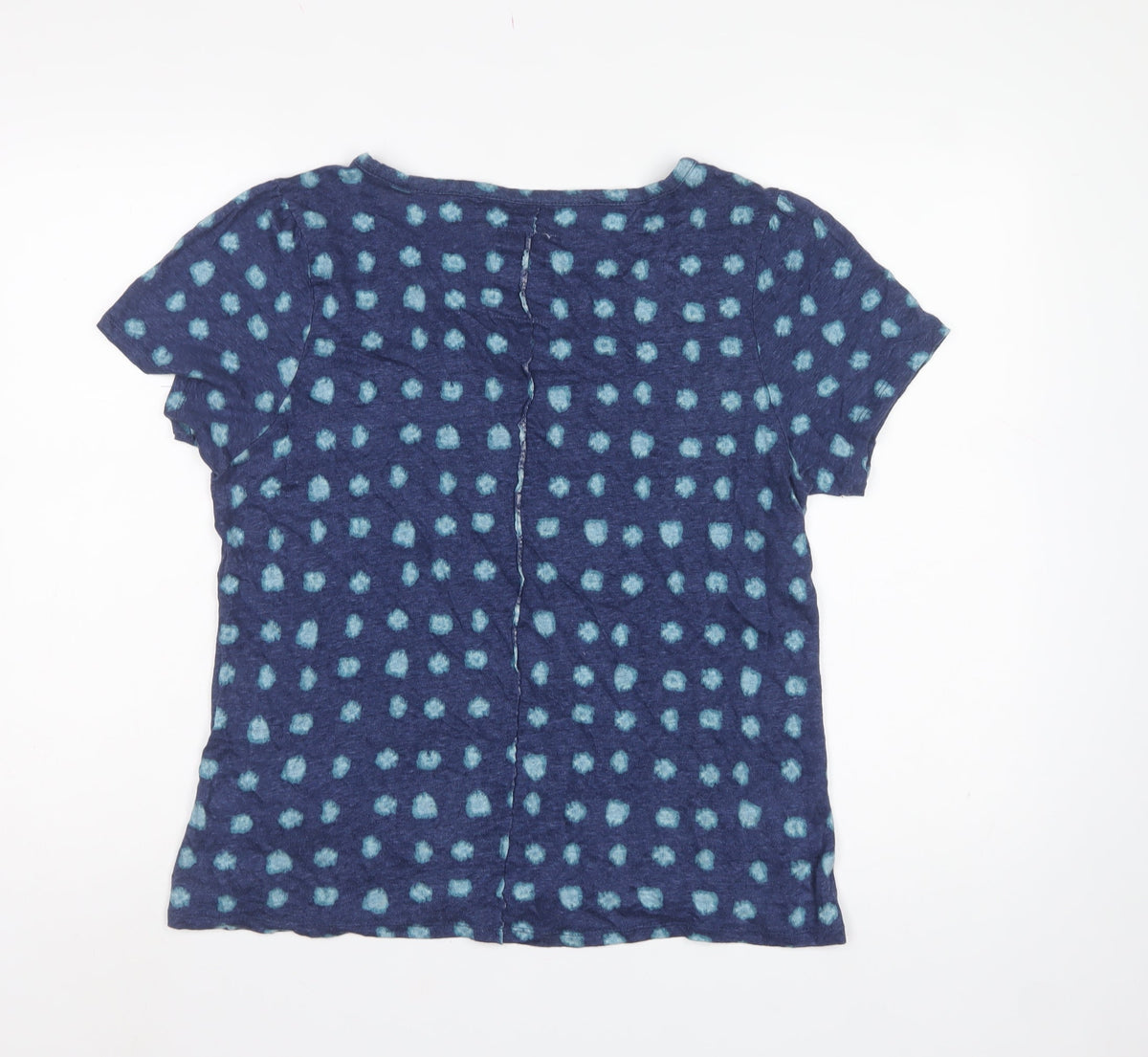 FatFace Women’s Blue Linen Basic Polka Dot V-Neck Blouse UK 14