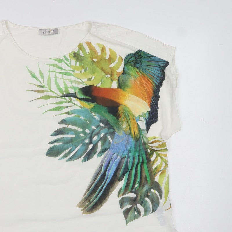 Marks & Spencer Women White UK 18 Bird Print Dolman Blouse