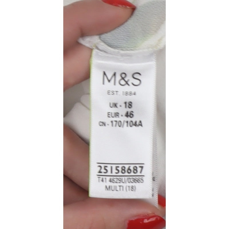 Marks & Spencer Women White UK 18 Bird Print Dolman Blouse