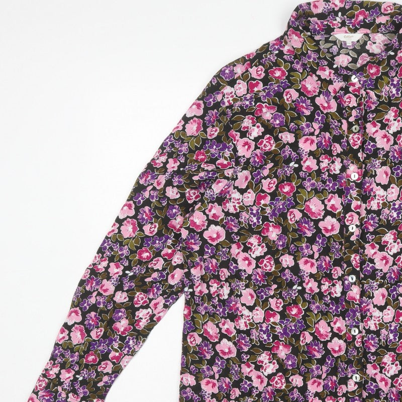 Cotton Traders Women Multicoloured UK 18 Floral Viscose Button-Up Shirt